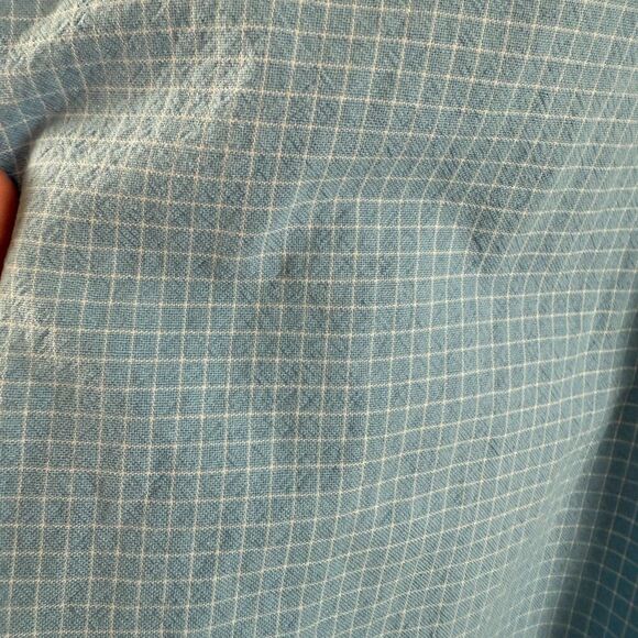 Criquet Mens XL Blue Plaid Short Sleeve Button Up Cotton Golf Outdoor Light - Picture 5 of 8